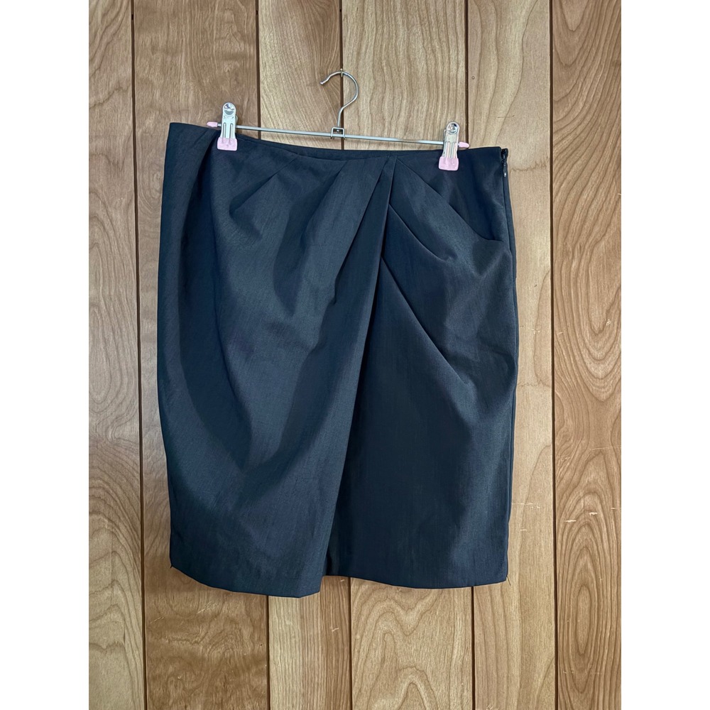 Body by‎ Victoria Secret Navy Blue Draped Tulip Pencil Skirt Size 8 Stretch Work
